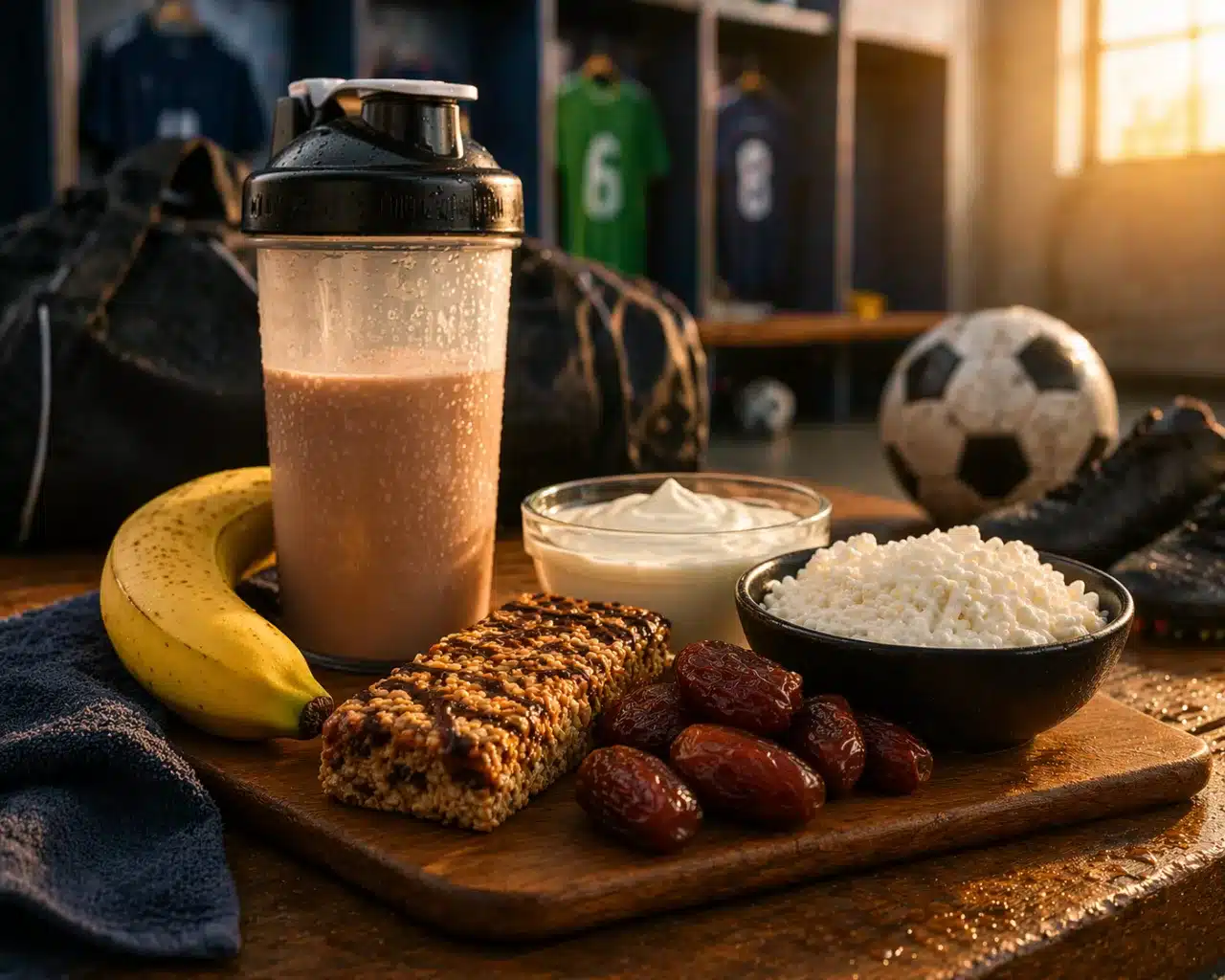 collation de récupération football avec protéines et glucides