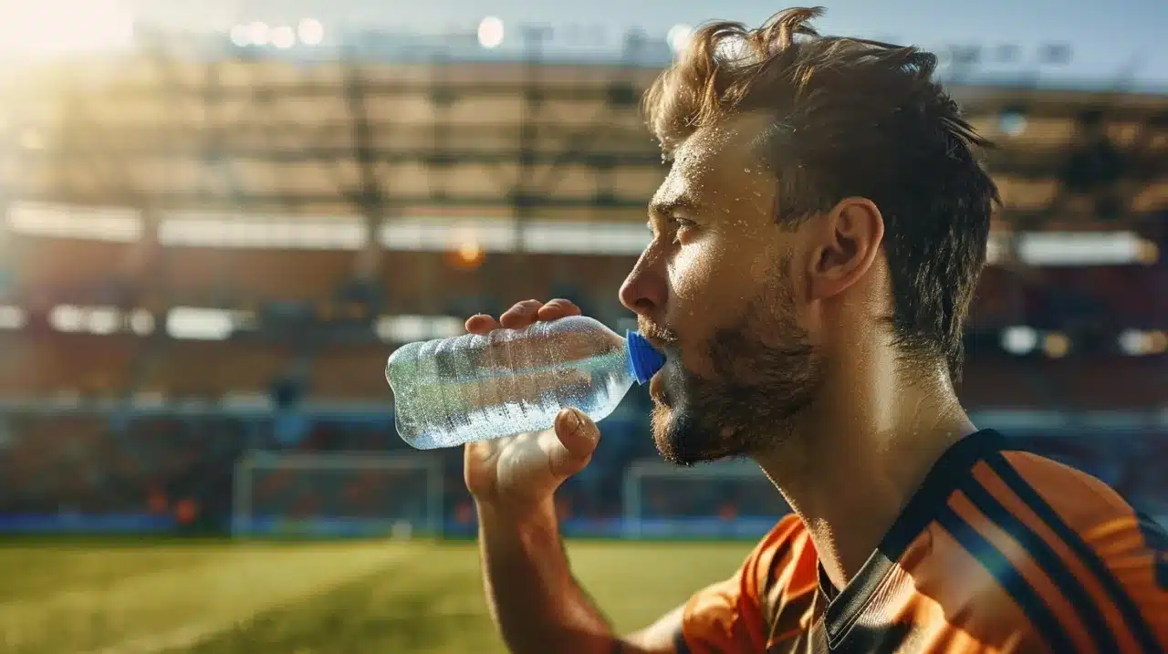hydratation d’un footballeur pendant un match