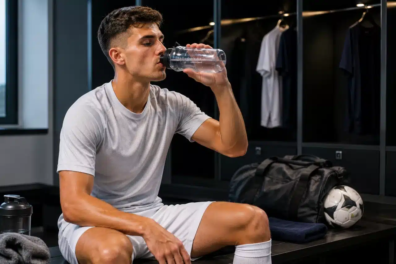 Hydratation du footballeur avant une rencontre