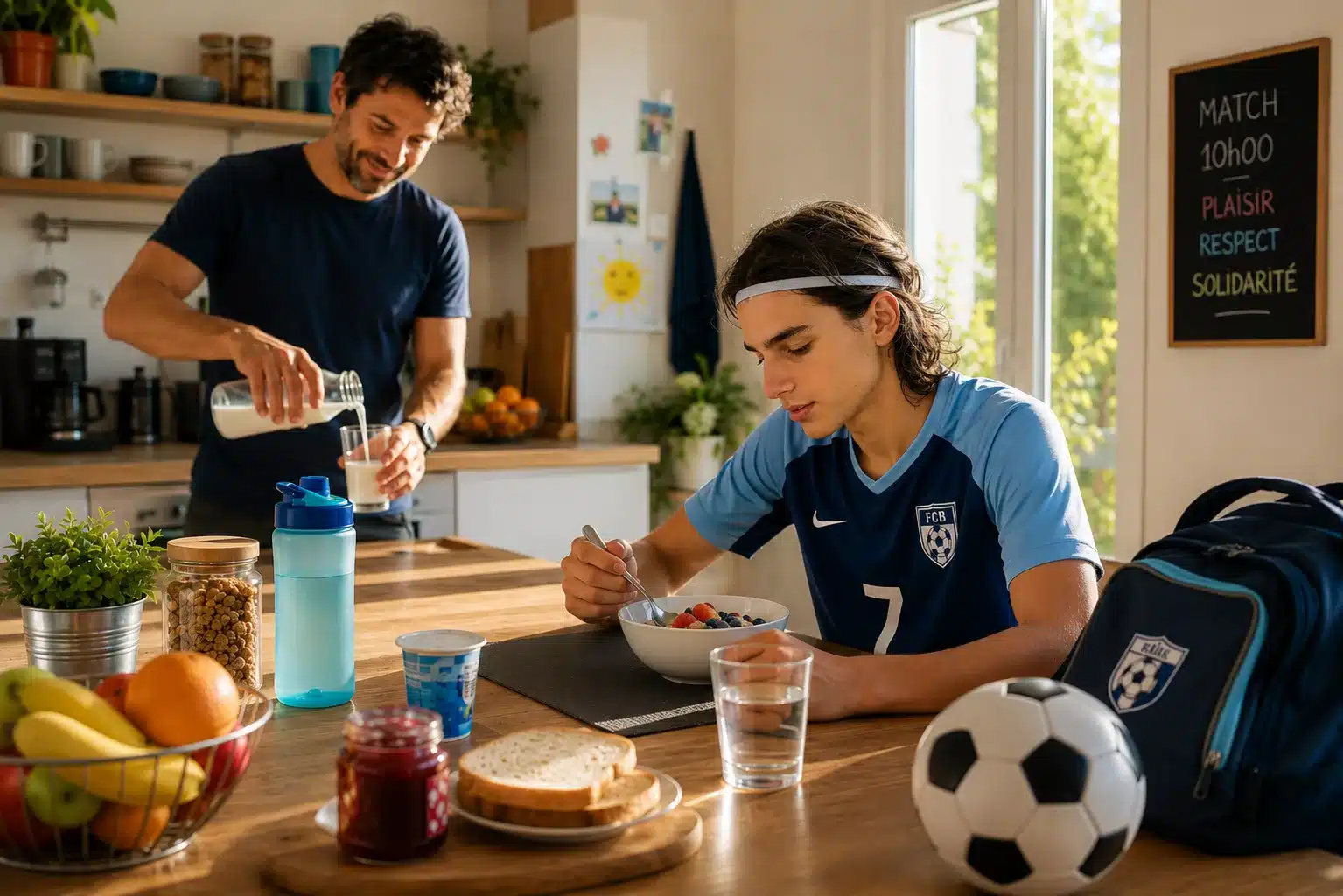 Petit-déjeuner footballeur U15