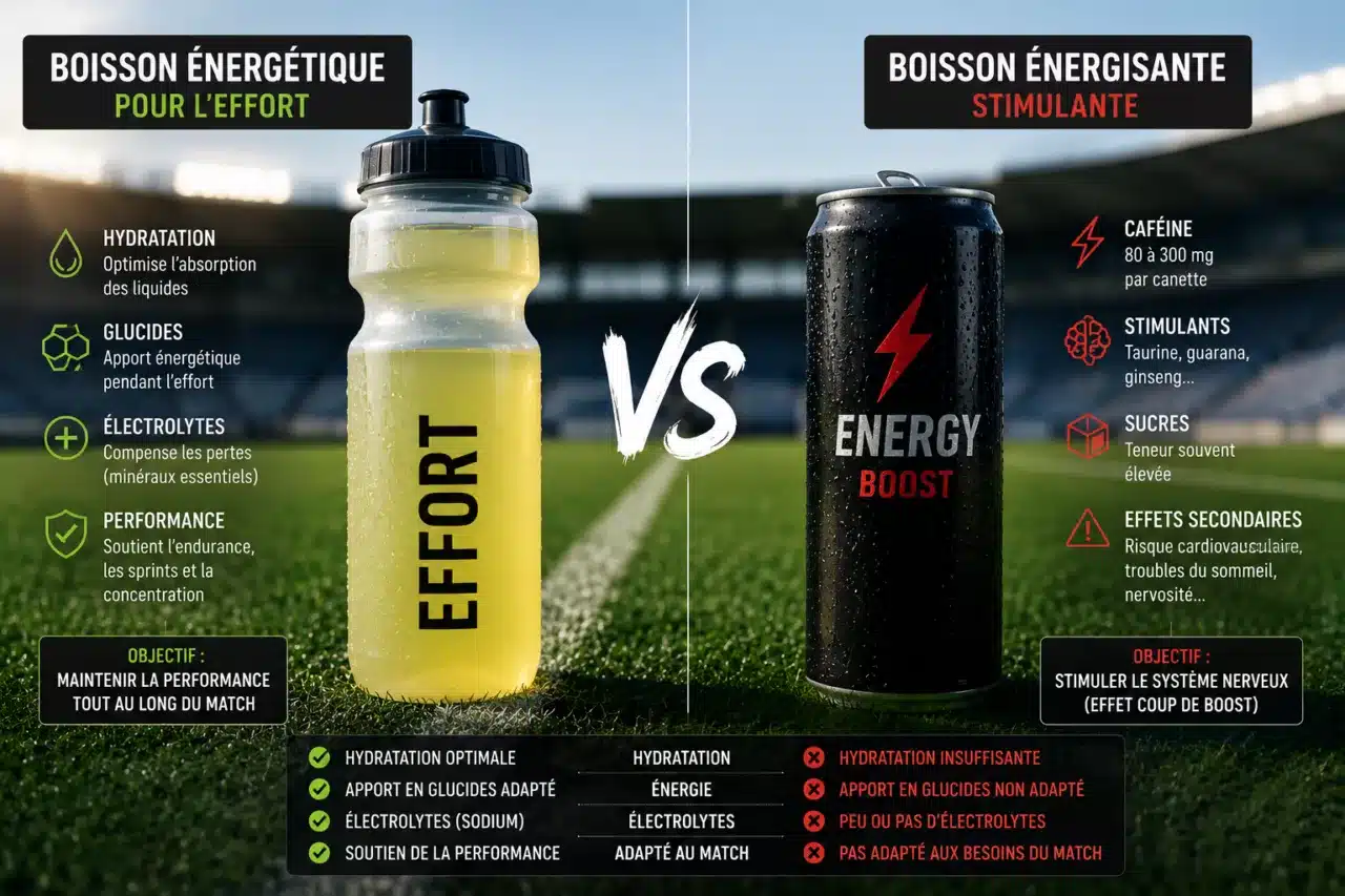 Comparaison entre une boisson énergétique et une boisson énergisante.